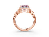 Rose gold Fancy Pink Princess  Halo Diamond Floral Band with Four-Prong Setting_39