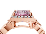 Rose gold Fancy Pink Princess  Halo Diamond Floral Band with Four-Prong Setting_40
