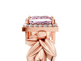 Rose gold Fancy Pink Princess  Halo Diamond Floral Band with Four-Prong Setting_41