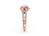 Rose gold Fancy Pink Princess  Halo Diamond Floral Split Shank Engagement Ring 3