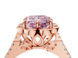 Rose gold Fancy Pink Princess  Halo Diamond Floral Split Shank Engagement Ring 5