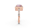 Rose gold Fancy Pink Princess  Halo Diamond Pavé Band Ring with Prong Setting_2