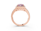 Rose gold Fancy Pink Princess  Halo Diamond Pavé Band Ring with Prong Setting_3