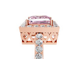 Rose gold Fancy Pink Princess  Halo Diamond Pavé Band Ring with Prong Setting_5
