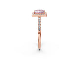 Rose gold Fancy Pink Princess  Halo Diamond Pavé Solitaire Ring_35