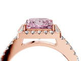 Rose gold Fancy Pink Princess  Halo Diamond Pavé Solitaire Ring_37