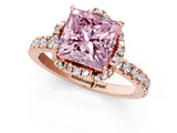 Rose gold Fancy Pink Princess  Halo Diamond Pave Band Ring with Four-Prong Setting_16
