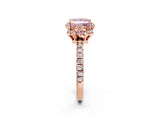 Rose gold Fancy Pink Princess  Halo Diamond Pave Band Ring with Four-Prong Setting_17