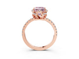 Rose gold Fancy Pink Princess  Halo Diamond Pave Band Ring with Four-Prong Setting_18