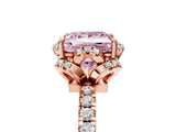Rose gold Fancy Pink Princess  Halo Diamond Pave Band Ring with Four-Prong Setting_20