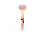 Rose gold Fancy Pink Princess  Halo Diamond Ring with Cathedral Band and Four-Prong Setting_31