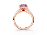 Rose gold Fancy Pink Princess  Halo Diamond Ring with Cathedral Band and Four-Prong Setting_32
