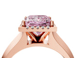 Rose gold Fancy Pink Princess  Halo Diamond Ring with Cathedral Band and Four-Prong Setting_33