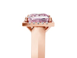 Rose gold Fancy Pink Princess  Halo Diamond Ring with Cathedral Band and Four-Prong Setting_34