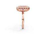 Rose gold Fancy Pink Princess  Halo Diamond Ring with Milgrain Edge and Round Prong Setting_29