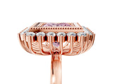 Rose gold Fancy Pink Princess  Halo Diamond Ring with Milgrain Edge and Round Prong Setting_32