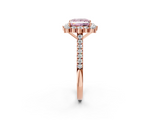 Rose gold Fancy Pink Princess  Halo Diamond Ring with Pavé Band and Prong Setting_19
