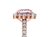 Rose gold Fancy Pink Princess  Halo Diamond Ring with Pavé Band and Prong Setting_22