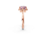 Rose gold Fancy Pink Princess  Halo Diamond Ring with Round Cluster Setting, Solitaire Band, and Four-Prong Setting_31