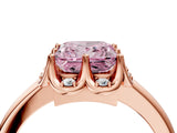 Rose gold Fancy Pink Princess  Halo Diamond Ring with Round Cluster Setting, Solitaire Band, and Four-Prong Setting_33