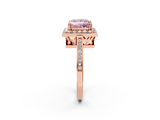 Rose gold Fancy Pink Princess  Halo Diamond Ring with Split Shank and Four-Prong Setting_2