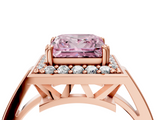 Rose gold Fancy Pink Princess  Halo Diamond Ring with Split Shank and Four-Prong Setting_4
