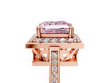 Rose gold Fancy Pink Princess  Halo Diamond Ring with Split Shank and Four-Prong Setting_5