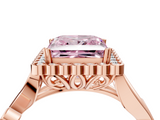 Rose gold Fancy Pink Princess  Halo Diamond Ring with Vintage Split Shank and Four-Prong Setting_4