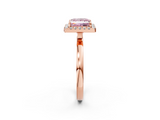 Rose gold Fancy Pink Princess  Halo Diamond Solitaire with Pavé Band and Four-Prong Setting_2