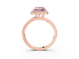 Rose gold Fancy Pink Princess  Halo Diamond Solitaire with Pavé Band and Four-Prong Setting_3