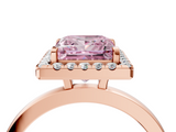 Rose gold Fancy Pink Princess  Halo Diamond Solitaire with Pavé Band and Four-Prong Setting_4