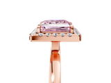 Rose gold Fancy Pink Princess  Halo Diamond Solitaire with Pavé Band and Four-Prong Setting_5