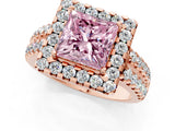 Rose gold Fancy Pink Princess  Halo Diamond Split Shank Engagement Ring with Prong Setting_40