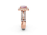 Rose gold Fancy Pink Princess  Halo Diamond Split Shank Engagement Ring with Prong Setting_41