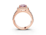 Rose gold Fancy Pink Princess  Halo Diamond Split Shank Engagement Ring with Prong Setting_42