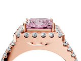 Rose gold Fancy Pink Princess  Halo Diamond Split Shank Engagement Ring with Prong Setting_43