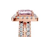 Rose gold Fancy Pink Princess  Halo Diamond Split Shank Engagement Ring with Prong Setting_44
