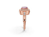 Rose gold Fancy Pink Princess  Halo Diamond Split Shank Ring with Milgrain Detail_31