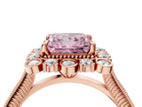 Rose gold Fancy Pink Princess  Halo Milgrain Pave Diamond Ring with Four-Prong Setting 4