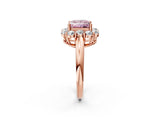 Rose gold Fancy Pink Princess  Halo Milgrain Solitaire with Bezel Set Side Stones and Pave Band_33