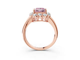 Rose gold Fancy Pink Princess  Halo Milgrain Solitaire with Bezel Set Side Stones and Pave Band_34