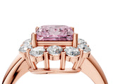 Rose gold Fancy Pink Princess  Halo Milgrain Solitaire with Bezel Set Side Stones and Pave Band_35
