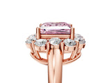 Rose gold Fancy Pink Princess  Halo Milgrain Solitaire with Bezel Set Side Stones and Pave Band_36