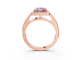 Rose gold Fancy Pink Princess  Halo Pavé Diamond Engagement Ring with Bezel Setting_3