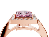 Rose gold Fancy Pink Princess  Halo Pavé Diamond Engagement Ring with Bezel Setting_4