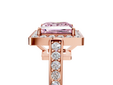 Rose gold Fancy Pink Princess  Halo Pavé Diamond Engagement Ring with Bezel Setting_5