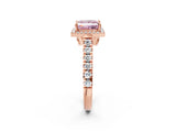 Rose gold Fancy Pink Princess  Halo Pavé Diamond Engagement Ring with Four-Prong Setting_33