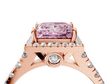 Rose gold Fancy Pink Princess  Halo Pavé Diamond Engagement Ring with Four-Prong Setting_35