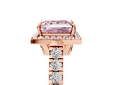 Rose gold Fancy Pink Princess  Halo Pavé Diamond Engagement Ring with Four-Prong Setting_36