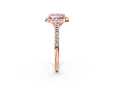 Rose gold Fancy Pink Princess  Halo Pavé Diamond Engagement Ring with Four-Prong Setting_5